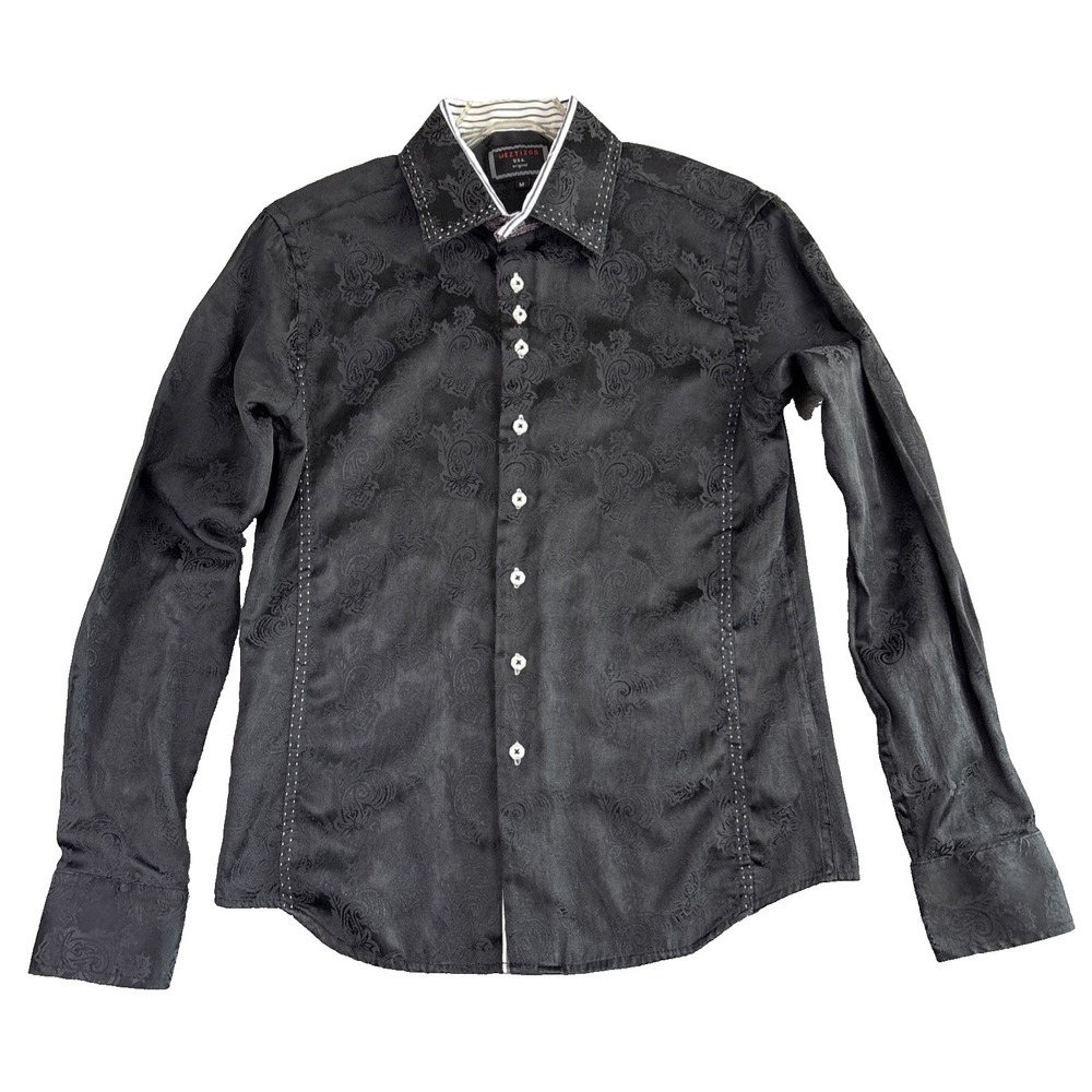 Meztizos Blouse Women's M Black Embossed Button Up Shirt Western Paisley Cowgirl